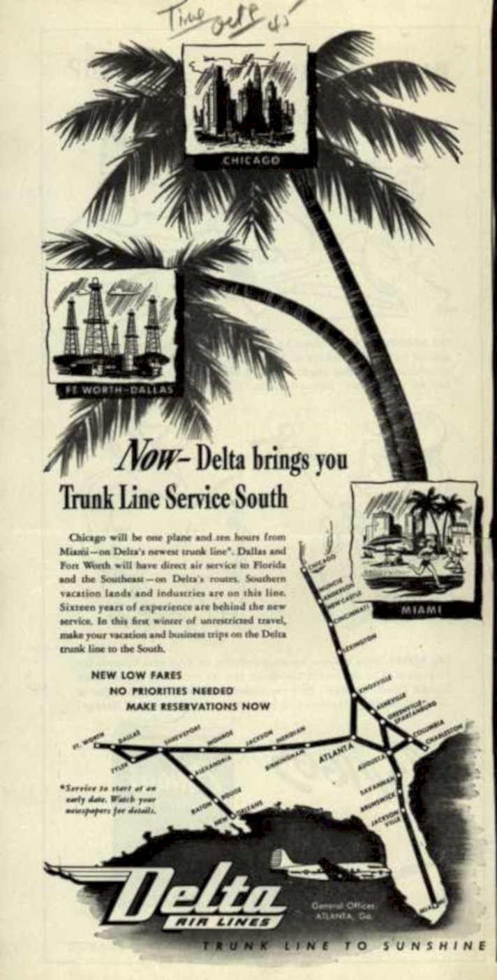 Delta Air Lines 2 Vintage Retro Advert Ads A4 Photo Print