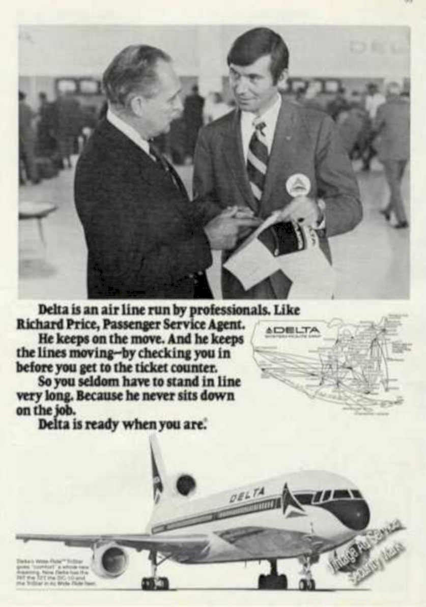 Delta Airline 727 Vintage Retro Advert Ads A4 Photo Print