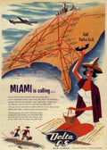 Delta Airline Map Vintage Retro Advert Ads A4 Photo Print