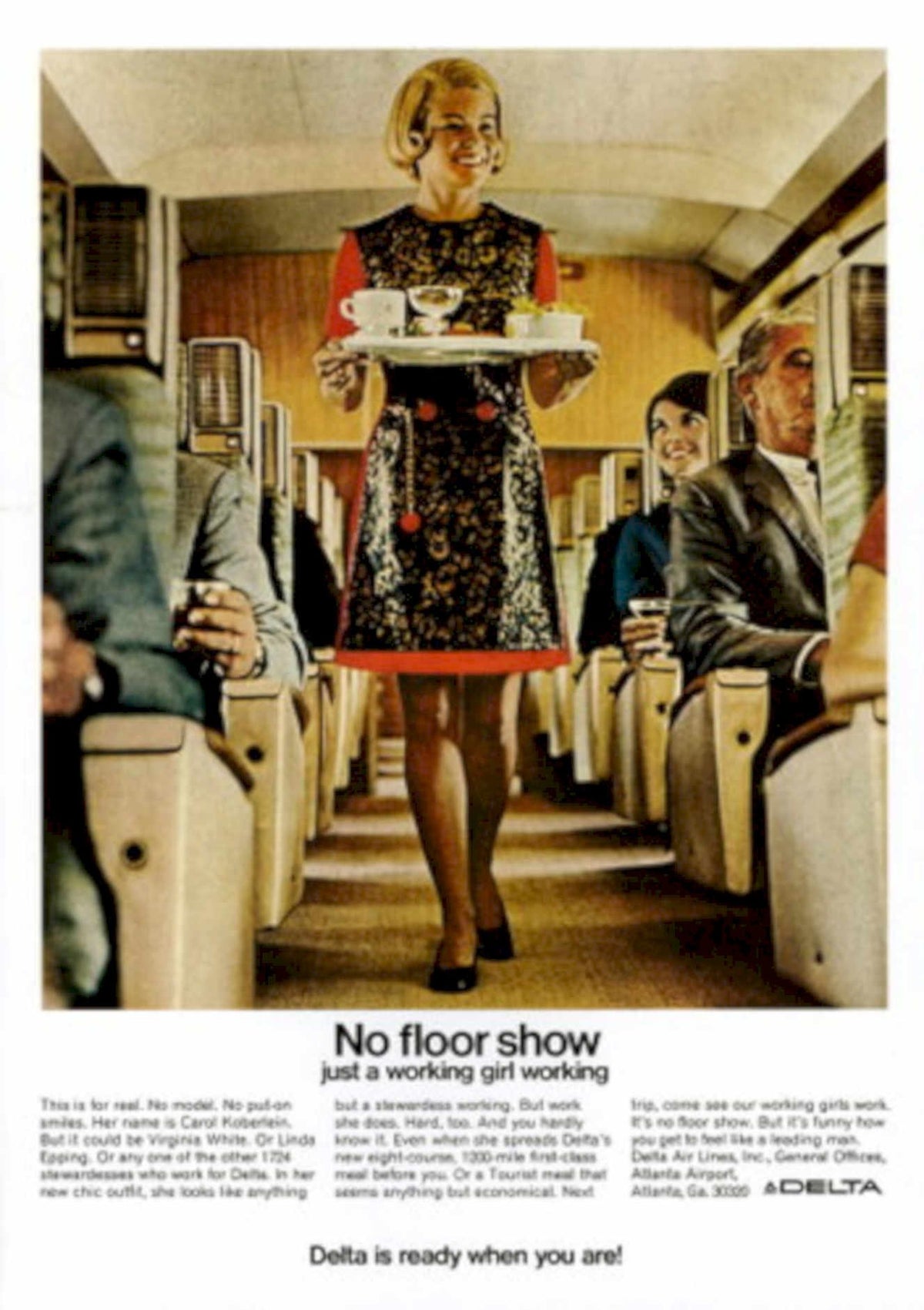 Delta Airplane Coffee 1960s Vintage Retro Advert
