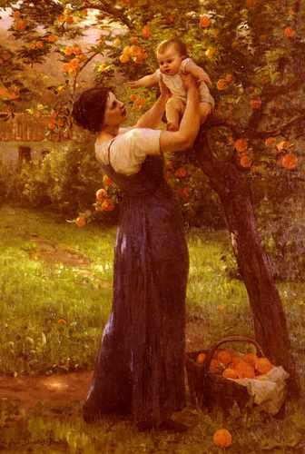 Demont Breton Virginie Mere Et Enfant Dans Le Jardin A4 Photo Print