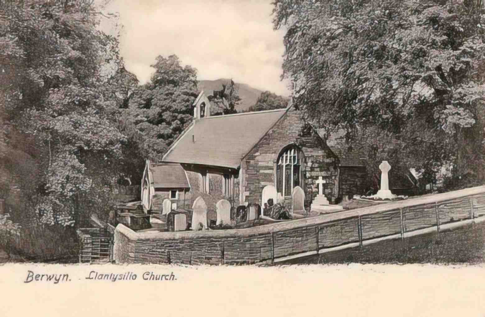 Denbighshire Berwyn Llantysilio Church 1900s Vintage A4 Photo Print