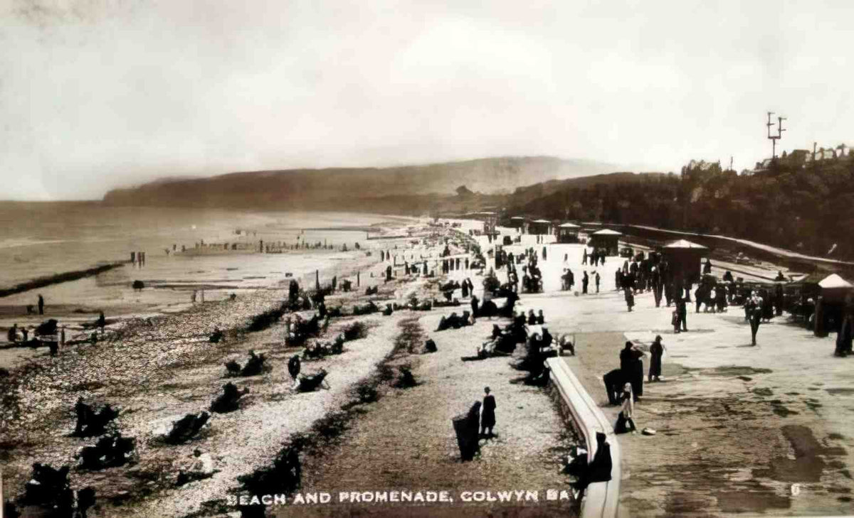 Denbighshire Colwyn Bay Beach and Promenade 1934 Vintage A4 Photo Print
