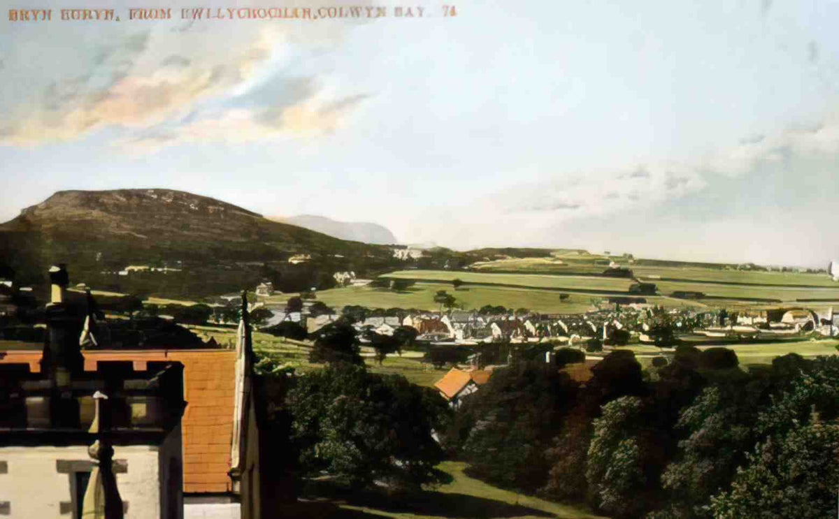 Denbighshire Colwyn Bay Bryn Euryn from Pwllycrochan Vintage A4 Photo Print