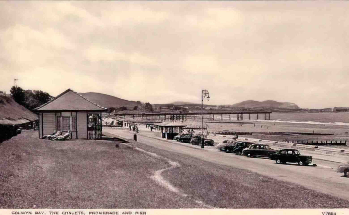 Denbighshire Colwyn Bay Chalets Prom & Pier Vintage A4 Photo Print