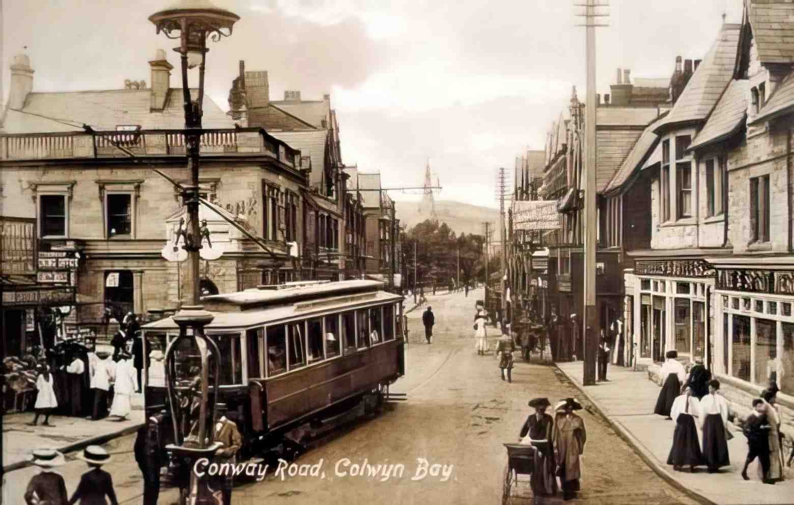 Denbighshire Colwyn Bay Conway Road 1913 Vintage A4 Photo Print