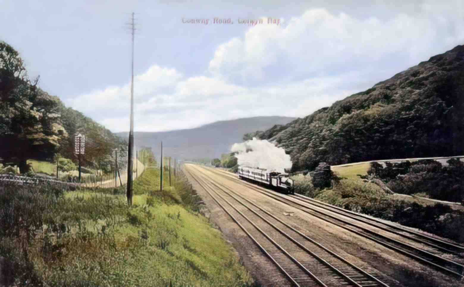 Denbighshire Colwyn Bay Conway Road Train Vintage A4 Photo Print