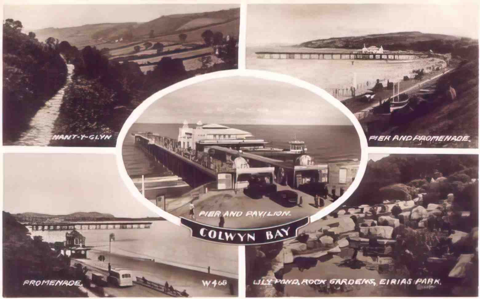 Denbighshire Colwyn Bay Multiview 1940s Vintage A4 Photo Print