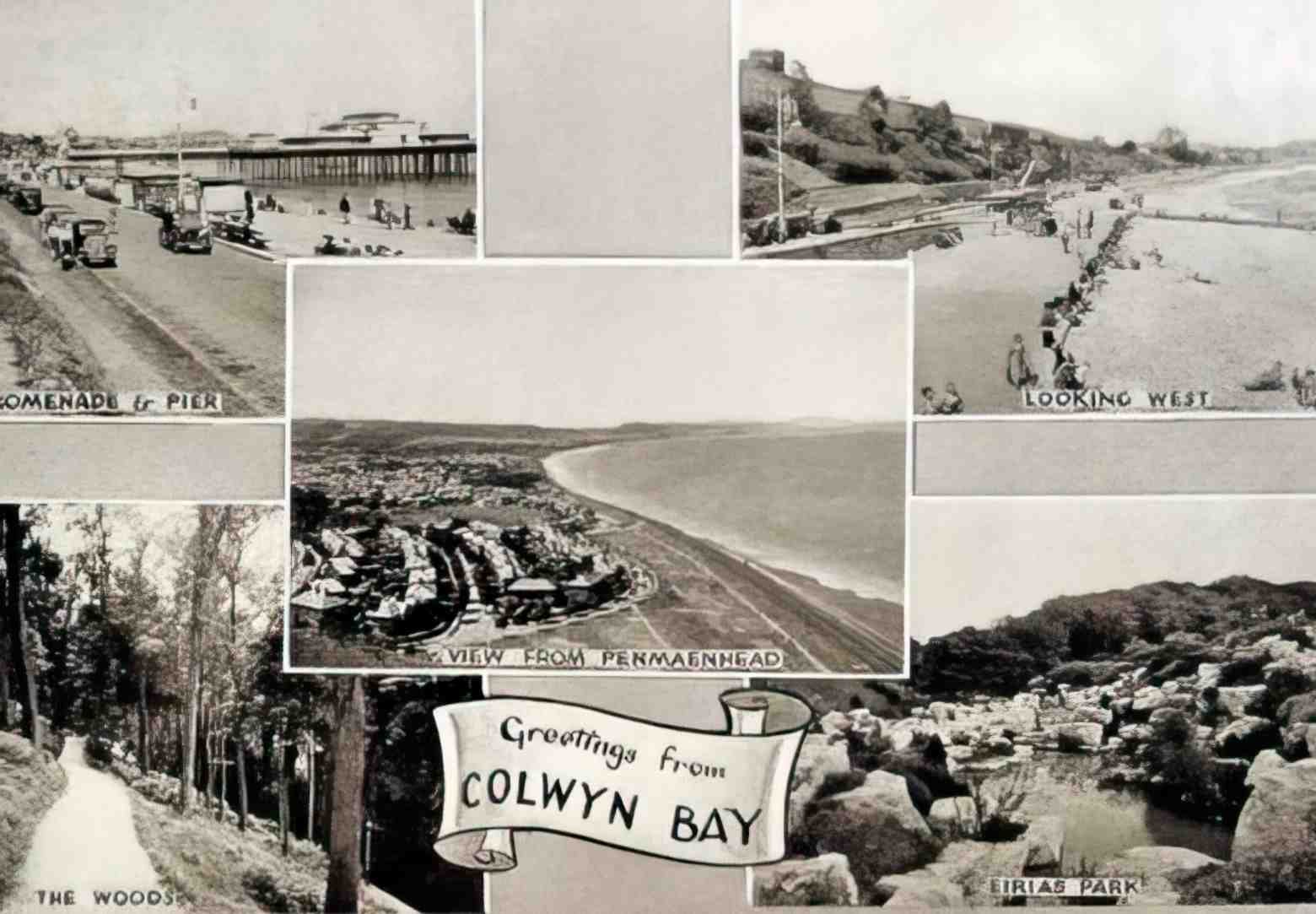 Denbighshire Colwyn Bay Multiview Postcard Vintage A4 Photo Print