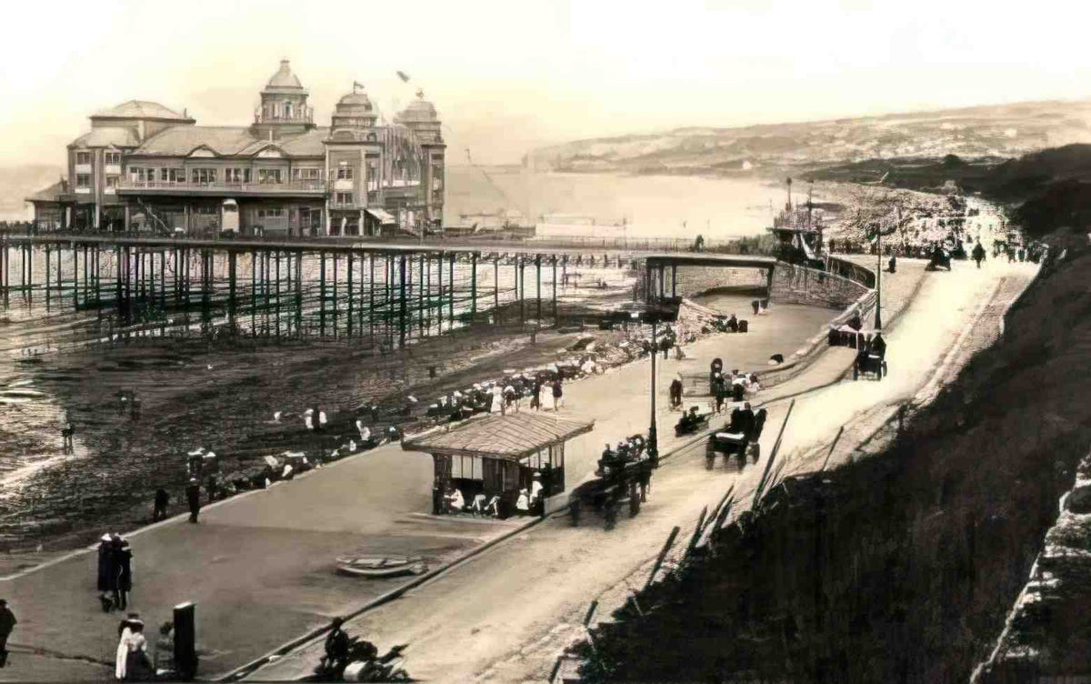 Denbighshire Colwyn Bay Pier and Promenade Vintage A4 Photo Print