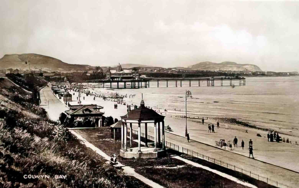 Denbighshire Colwyn Bay Promenade and Pier 1922 Vintage A4 Photo Print