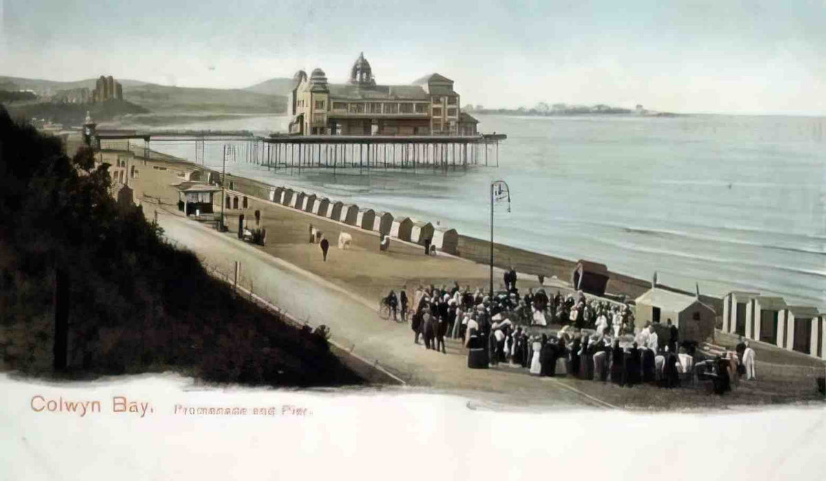 Denbighshire Colwyn Bay Promenade and Pier Vintage A4 Photo Print