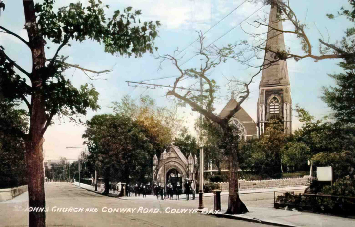 Denbighshire Colwyn Bay St John's Church Vintage A4 Photo Print