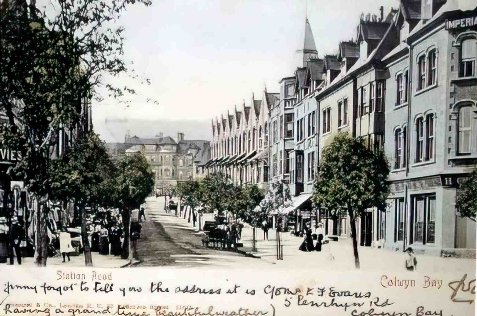 Denbighshire Colwyn Bay Station Road 1904 Vintage A4 Photo Print