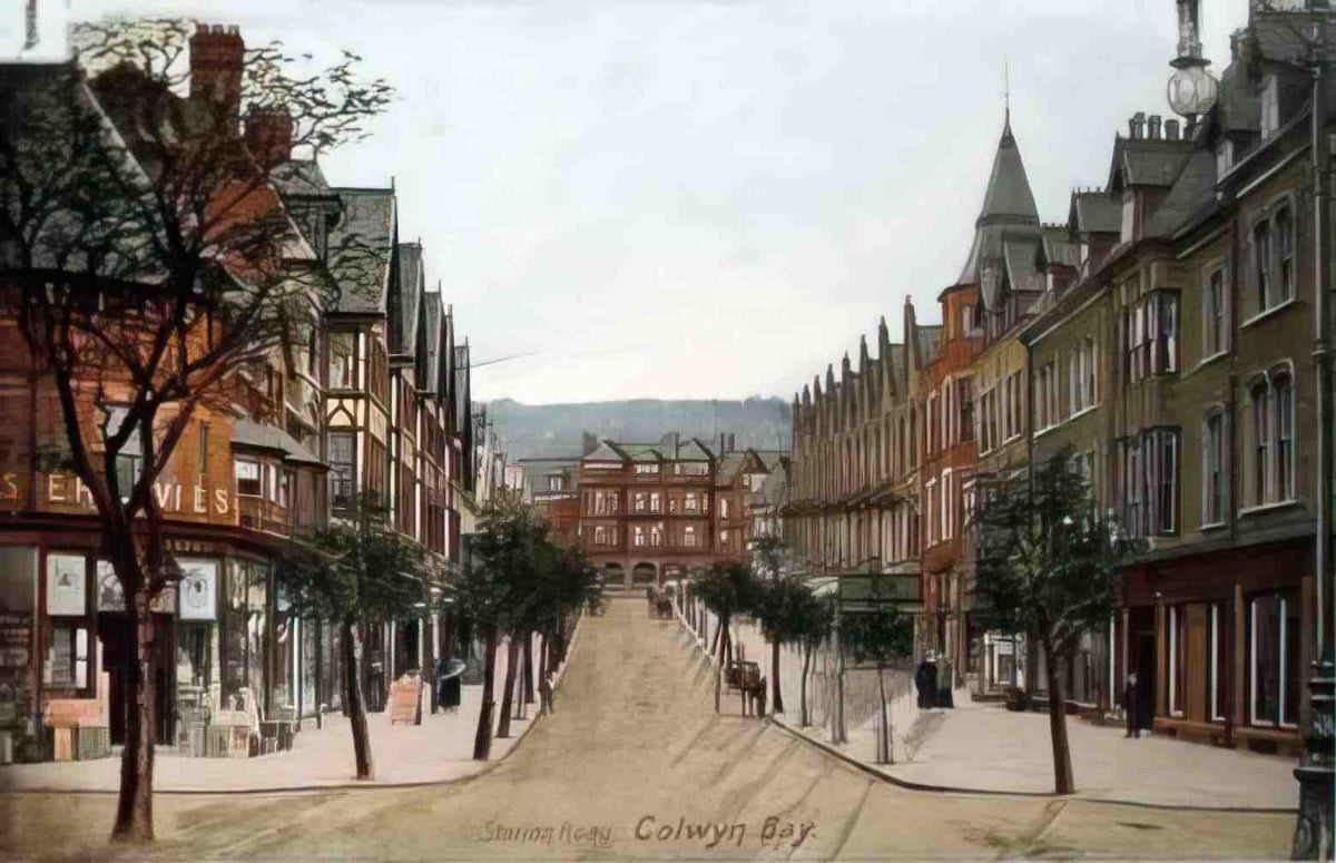 Denbighshire Colwyn Bay Station Road 1908 Vintage A4 Photo Print