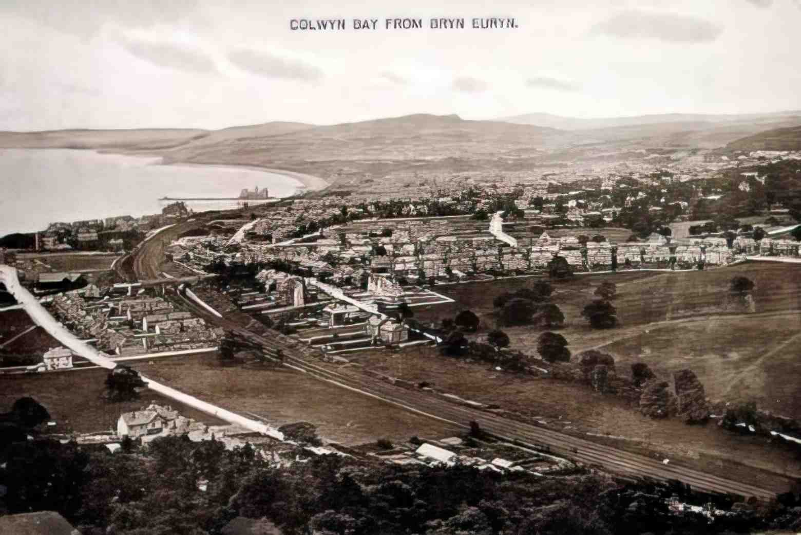 Denbighshire Colwyn Bay from Bryn Euryn 1918 Vintage A4 Photo Print