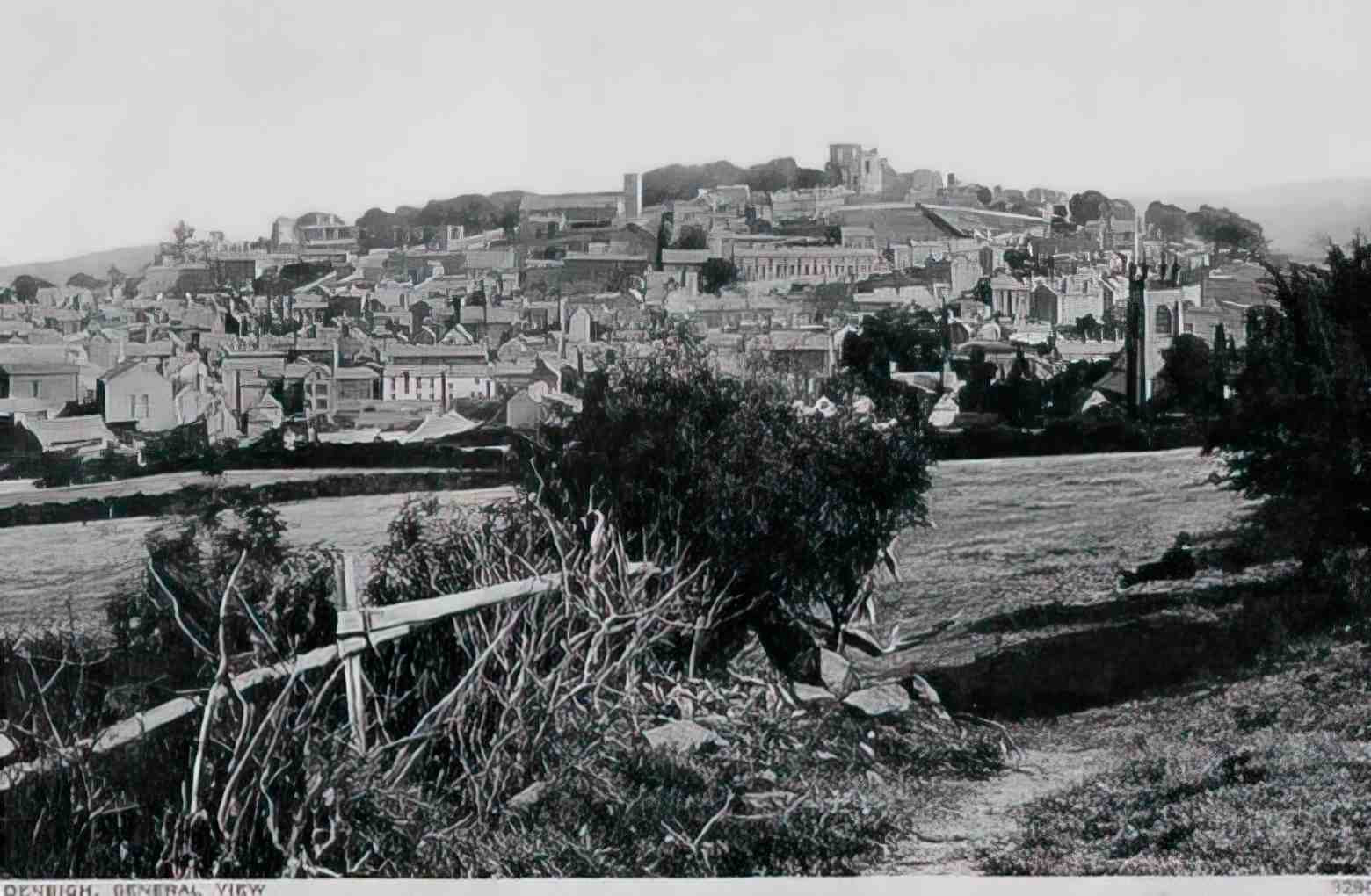 Denbighshire Denbigh General View 1920s Vintage A4 Photo Print
