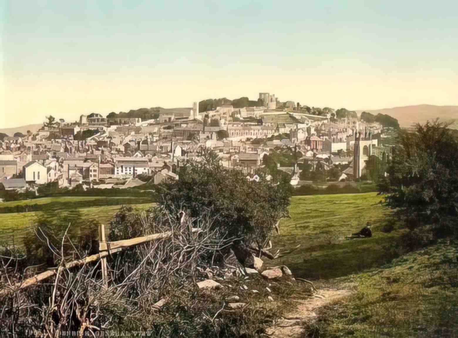 Denbighshire Denbigh General View Vintage A4 Photo Print