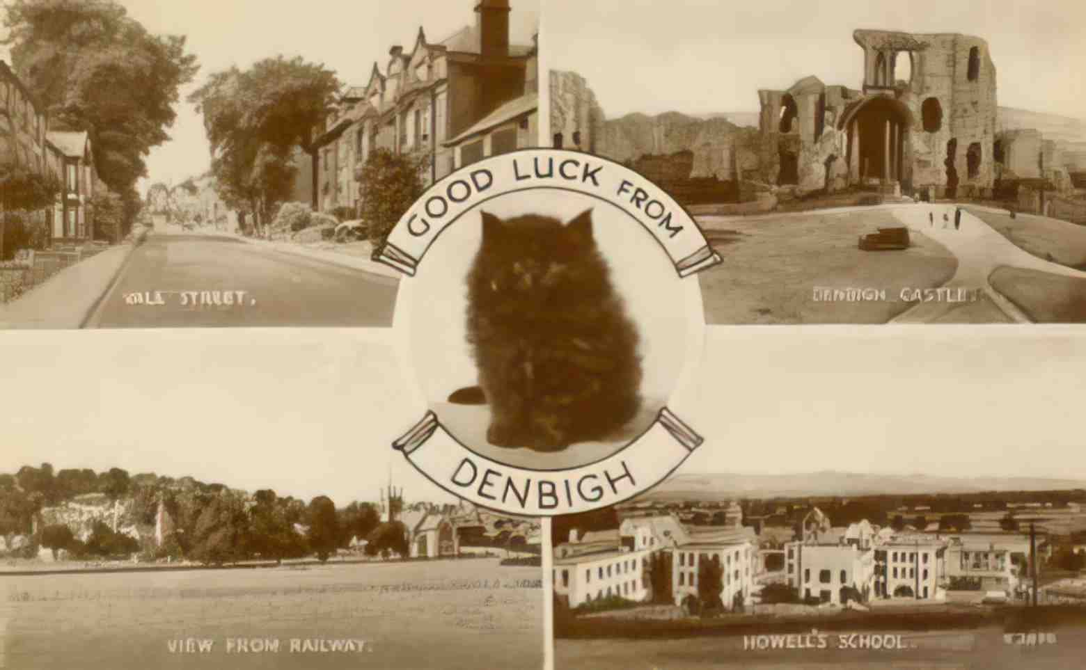 Denbighshire Denbigh Multiview c1950 Vintage A4 Photo Print