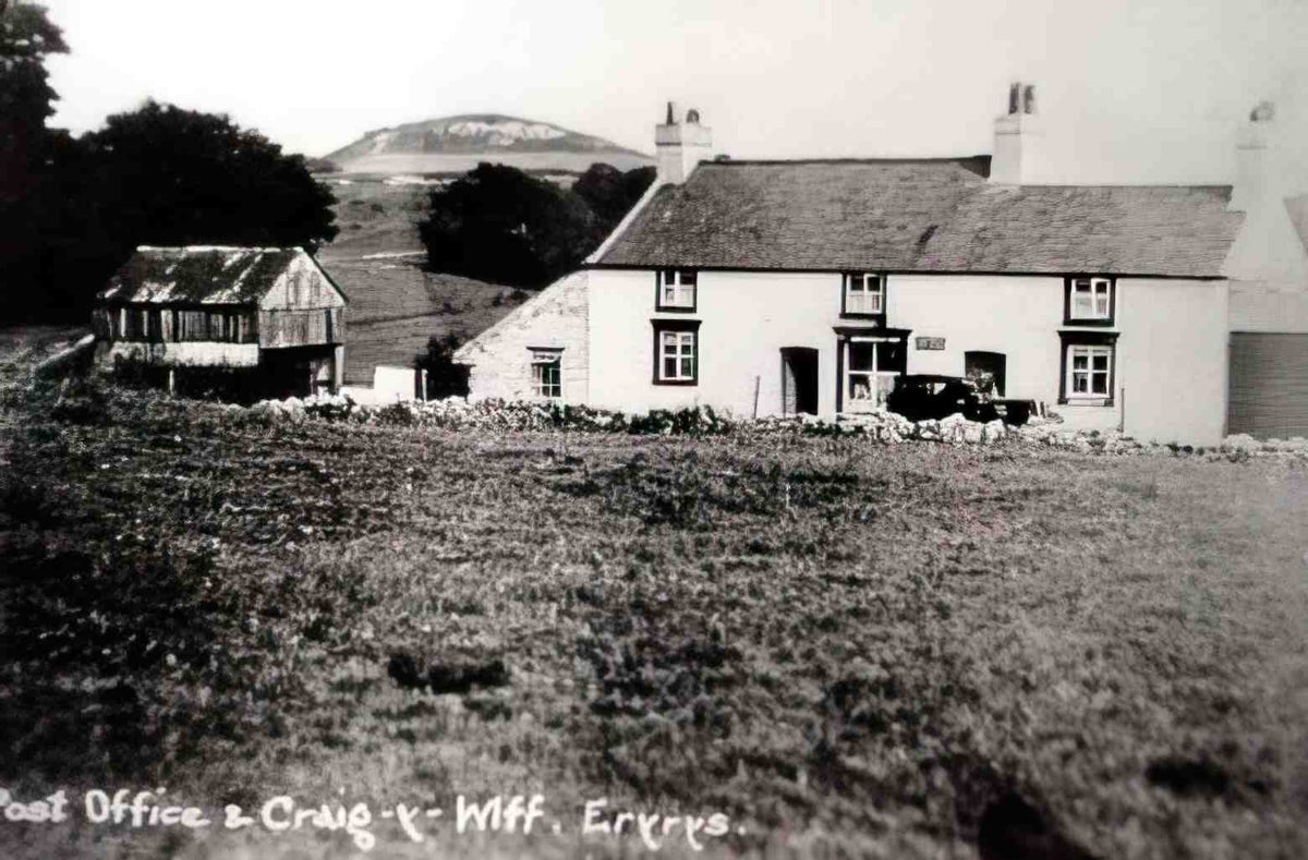 Denbighshire Eryrys Post Office and Craig y Wiff Vintage A4 Photo Print