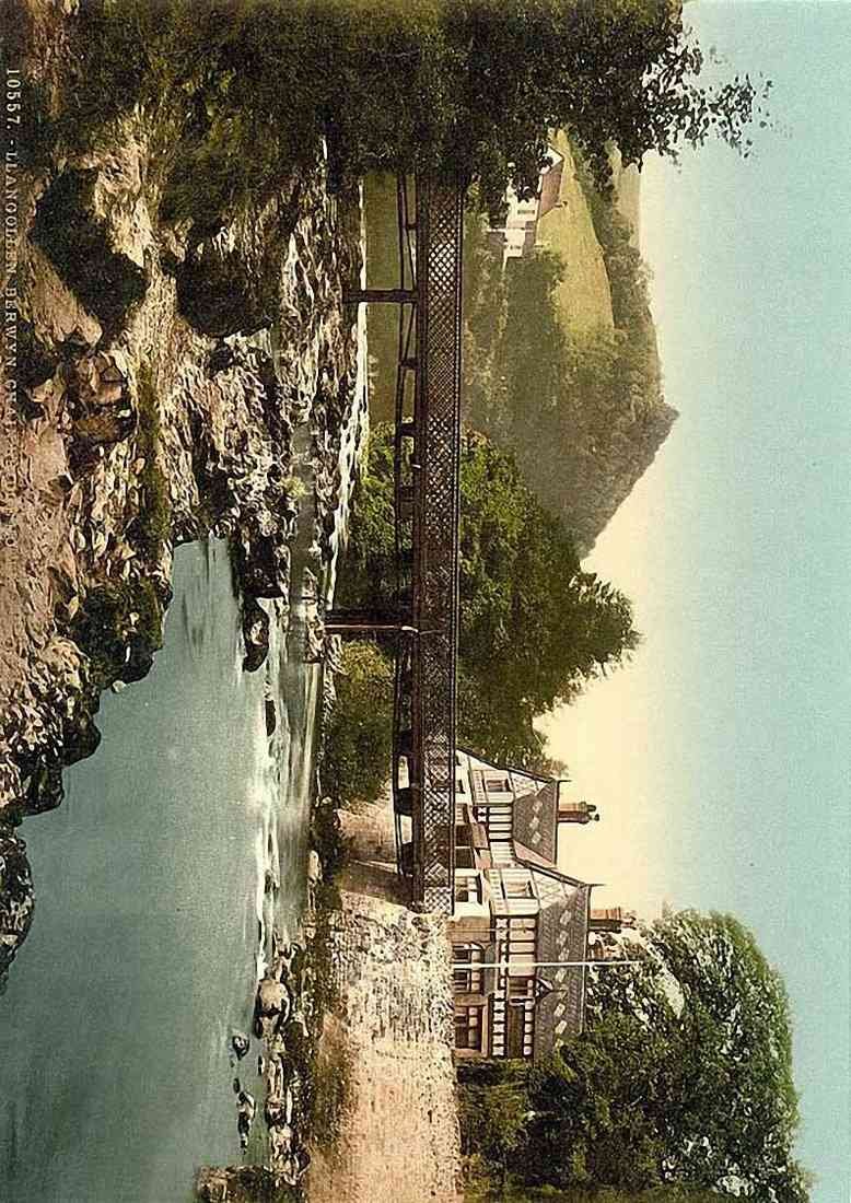 Denbighshire Llangollen Chain Bridge Hotel Berwyn Valley vintage old A4 Photo Print