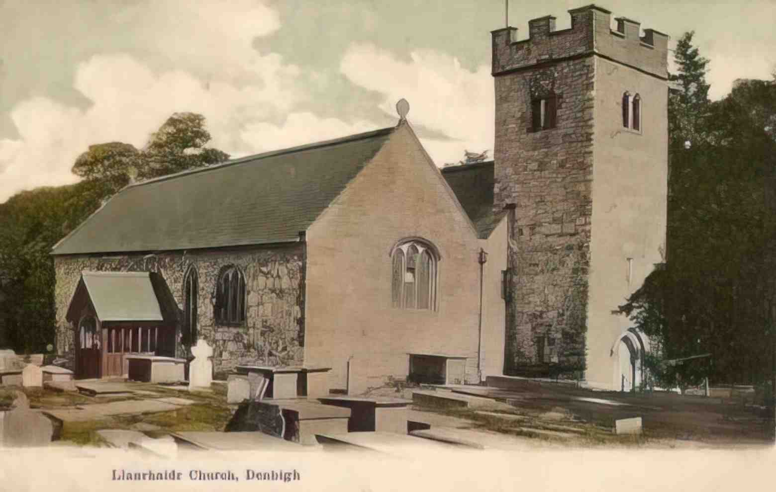Denbighshire Llanrhaidr Church Vintage A4 Photo Print