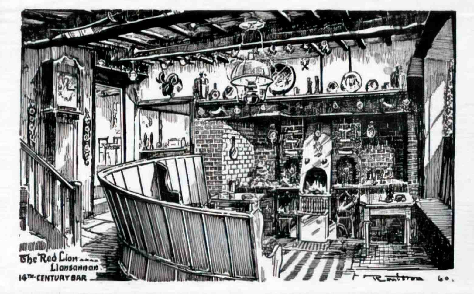 Denbighshire Llansannan Red Lion 14th Century Inn Vintage A4 Photo Print