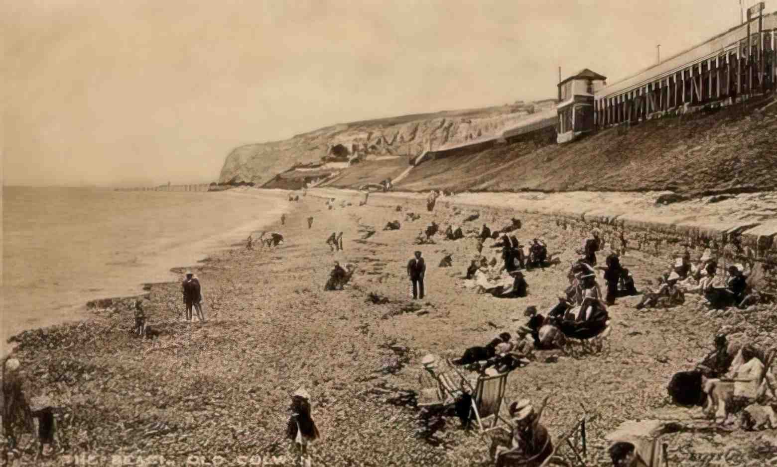 Denbighshire Old Colwyn Beach and Rail Station Vintage A4 Photo Print