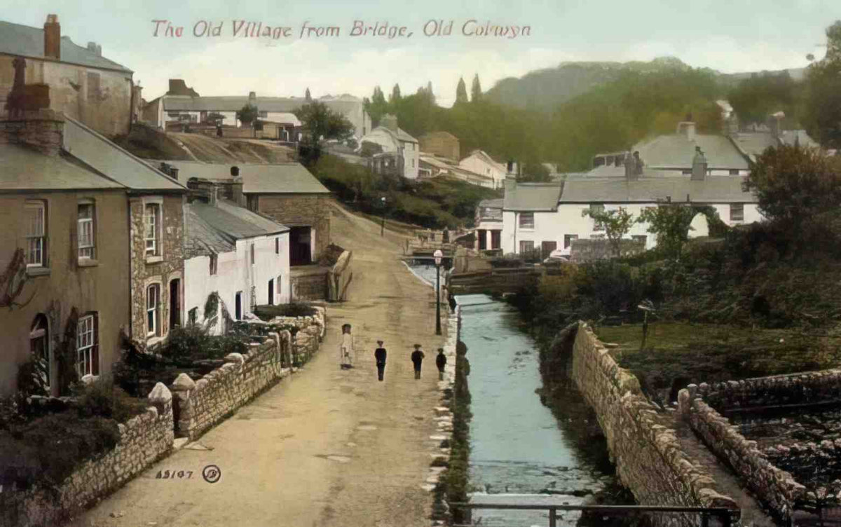 Denbighshire Old Colwyn The Old Village from the Bridge Vintage A4 Photo Print