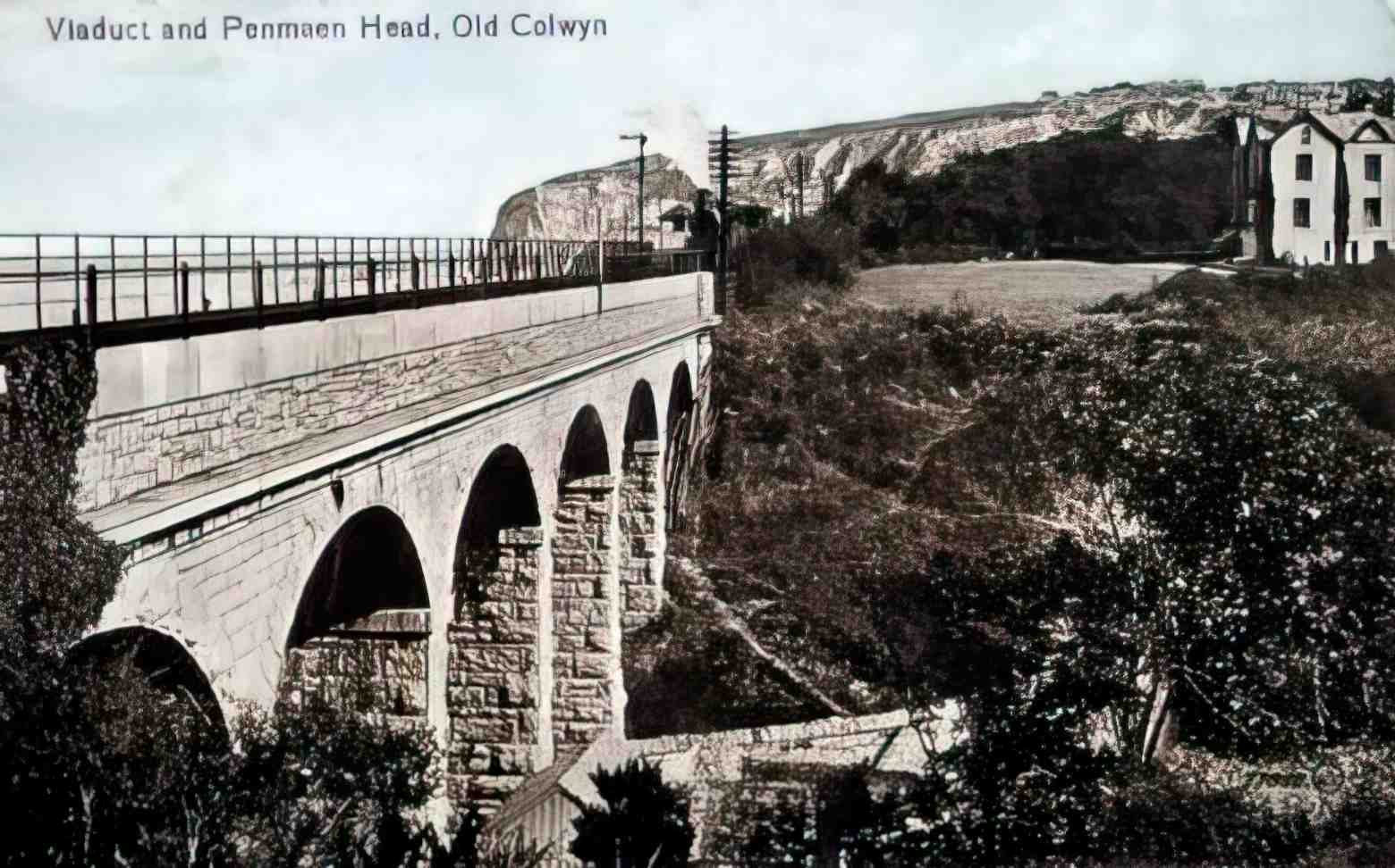 Denbighshire Old Colwyn Viaduct and Penmaen Head Vintage A4 Photo Print