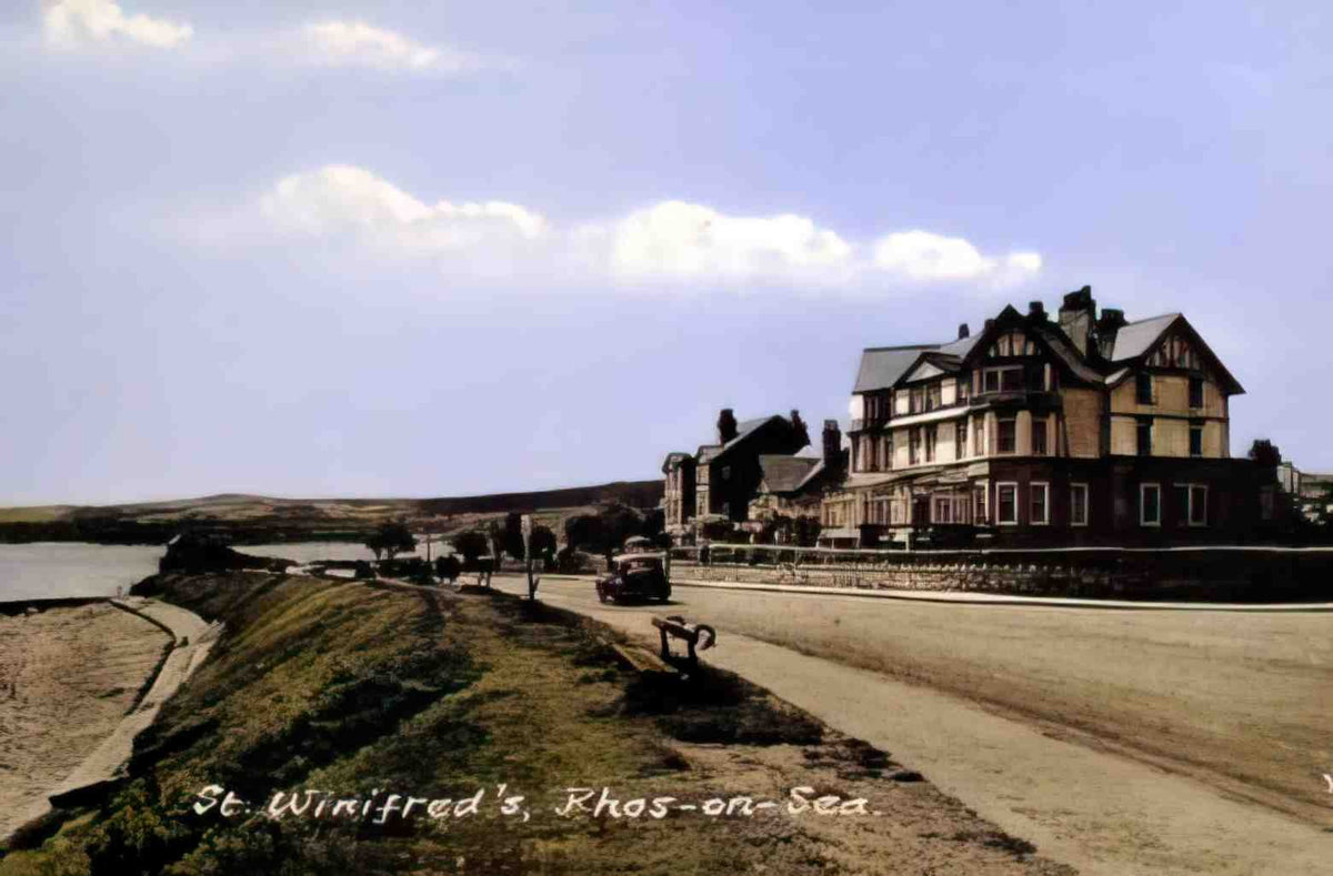Denbighshire Rhos on Sea St Winifreds Vintage A4 Photo Print