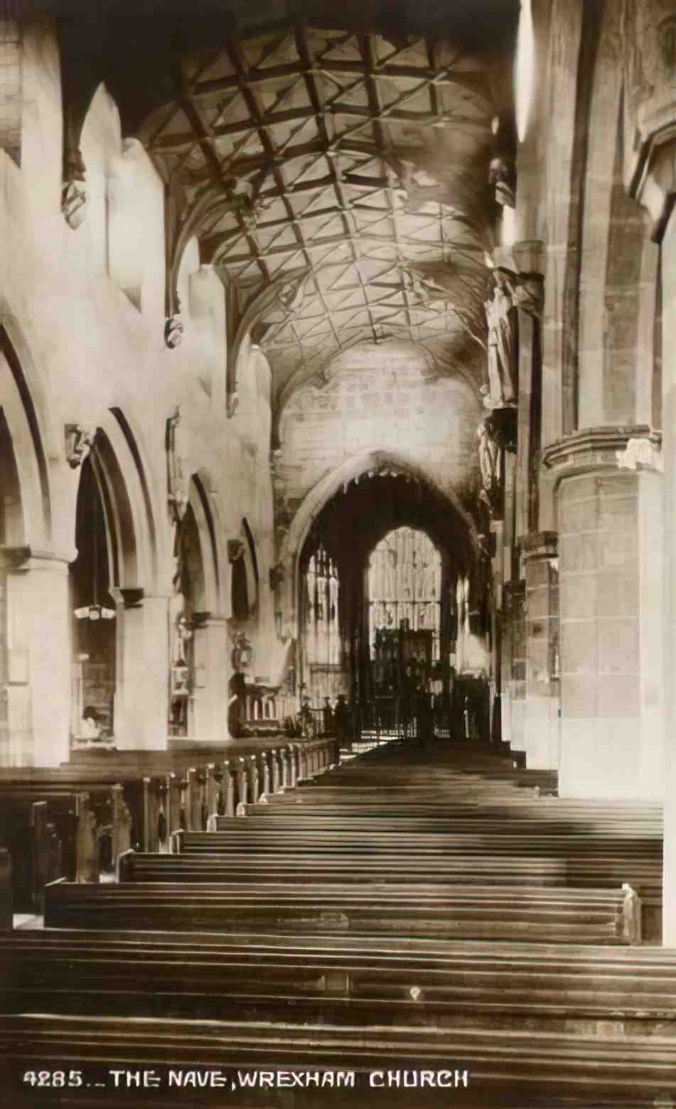 Denbighshire Wrexham Church Nave Vintage A4 Photo Print