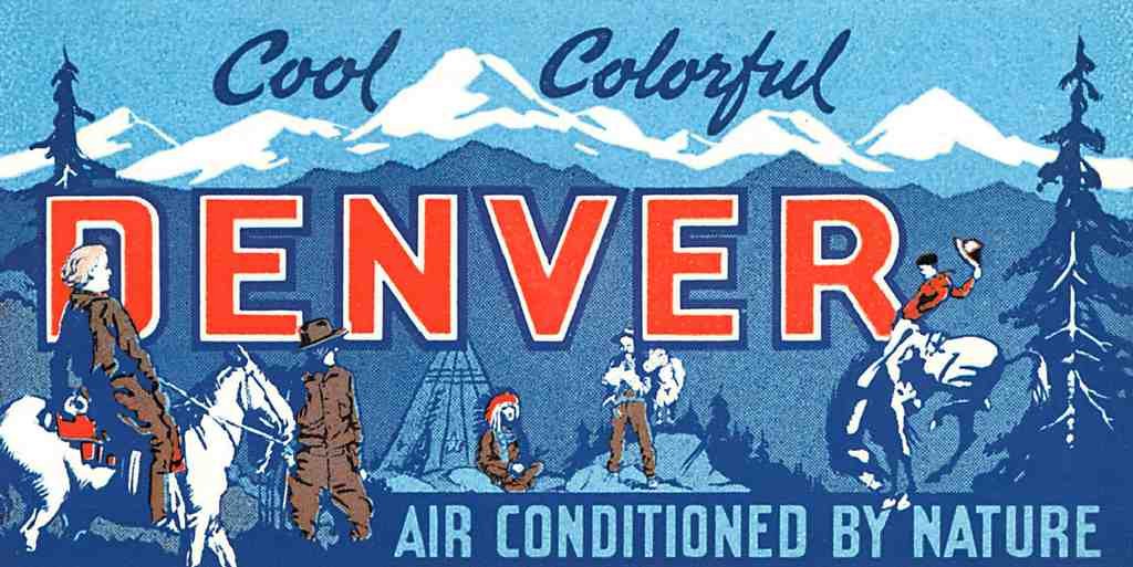Denver Luggage Label Vintage A4 Photo Print