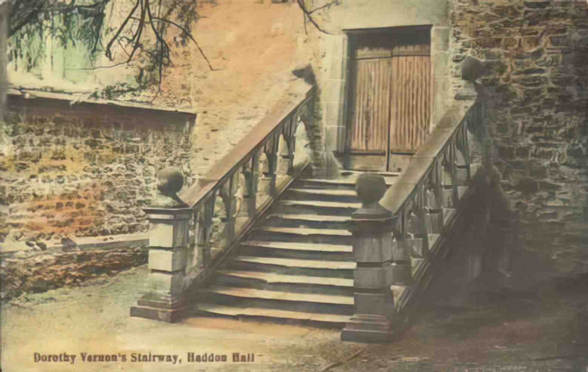 Derbyshire Bakewell Haddon Hall Dorothy Vernon's Stairway Vintage A4 Photo Print