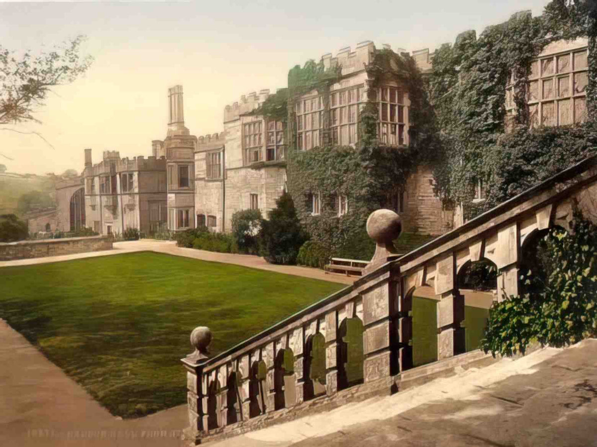 Derbyshire Bakewell Haddon Hall from the Steps Vintage A4 Photo Print