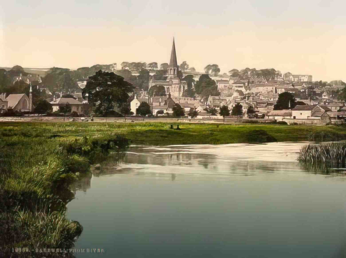 Derbyshire Bakewell from the River Vintage A4 Photo Print
