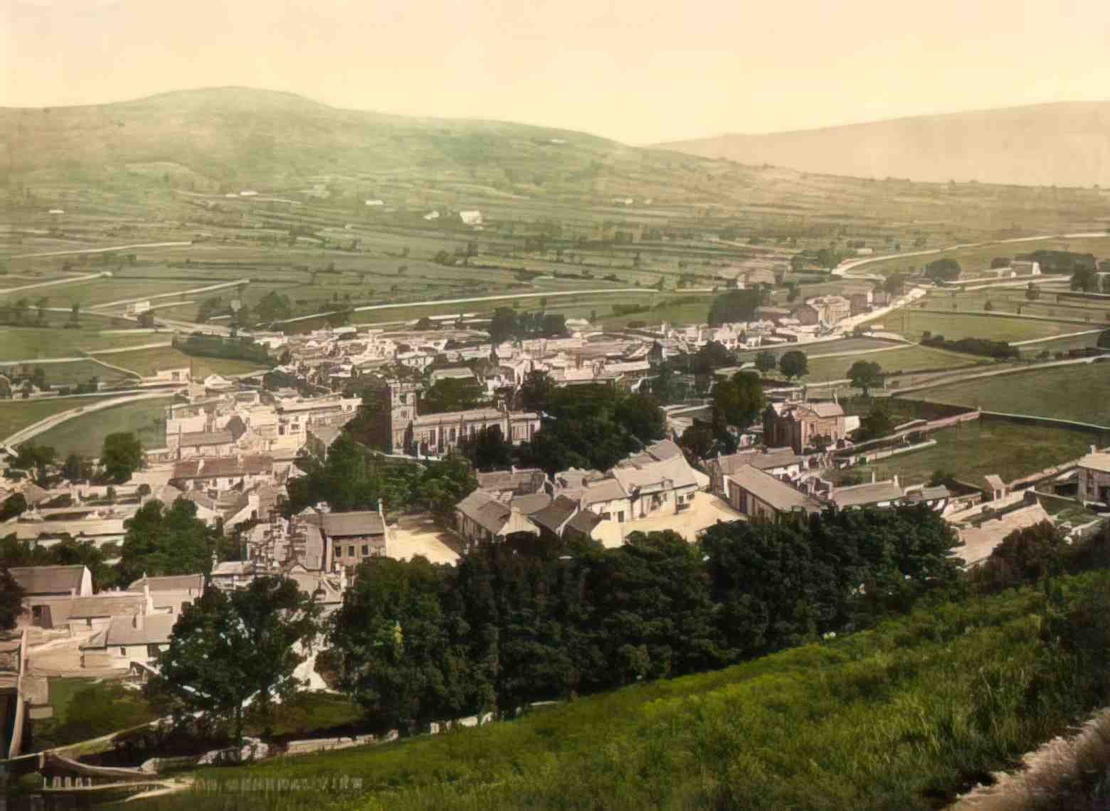 Derbyshire Castleton General View Vintage A4 Photo Print