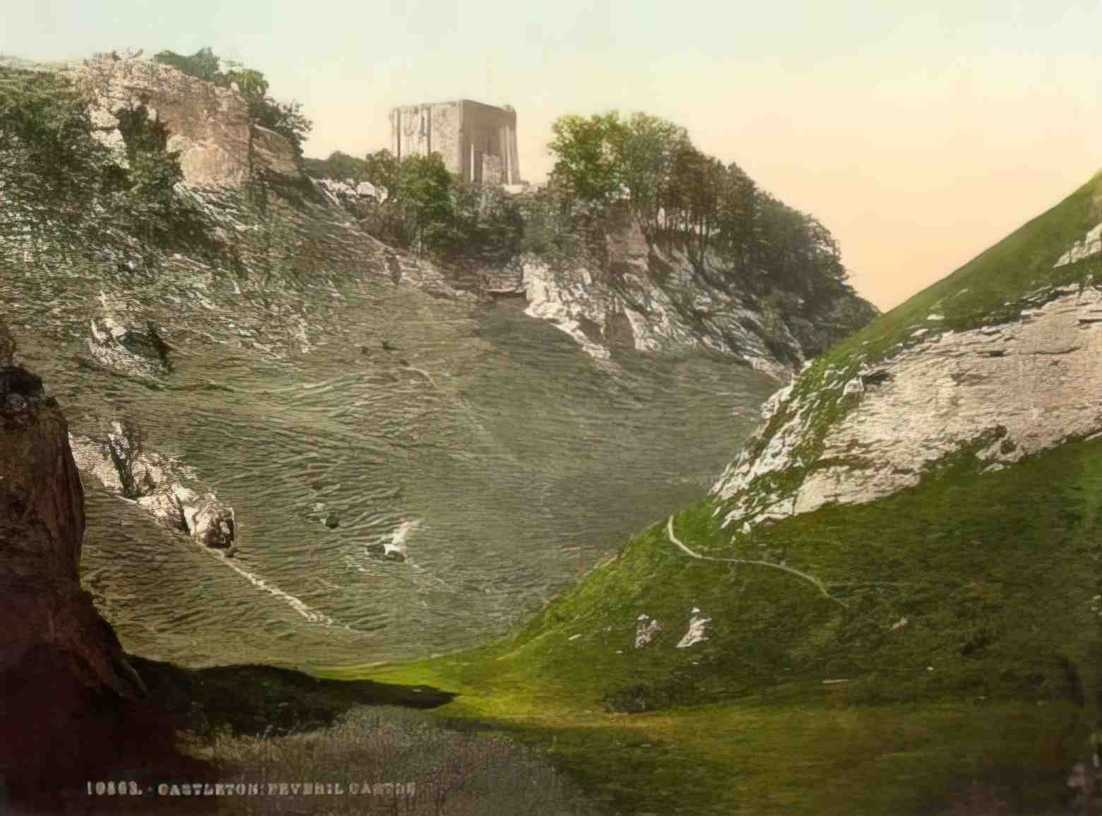 Derbyshire Castleton Peveril Castle Vintage A4 Photo Print