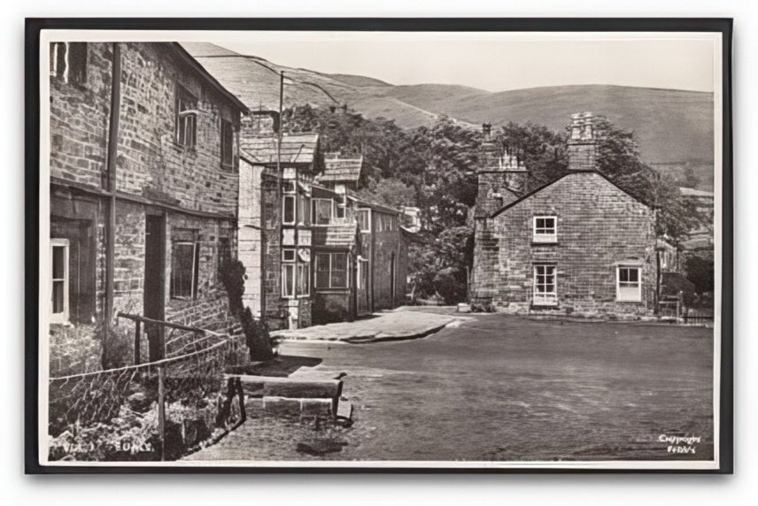 Derbyshire Edale Village Road Cottages Vintage A4 Photo Print