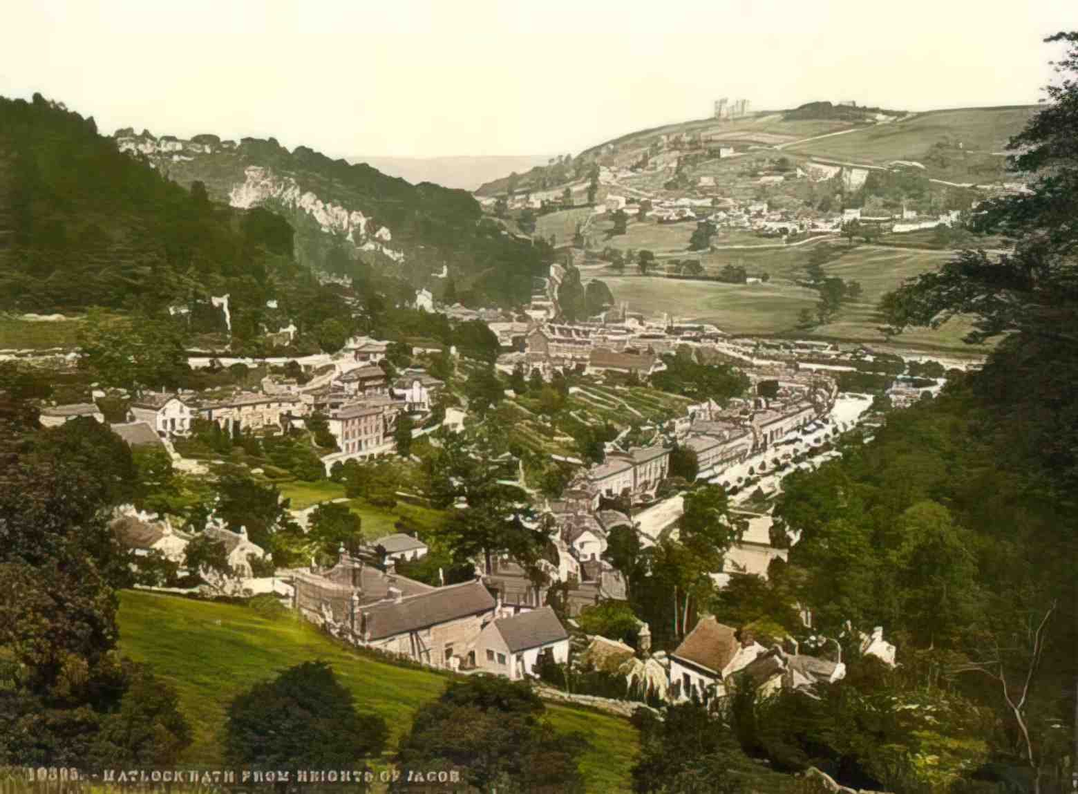 Derbyshire Matlock Bath from Heights of Jacob Vintage A4 Photo Print