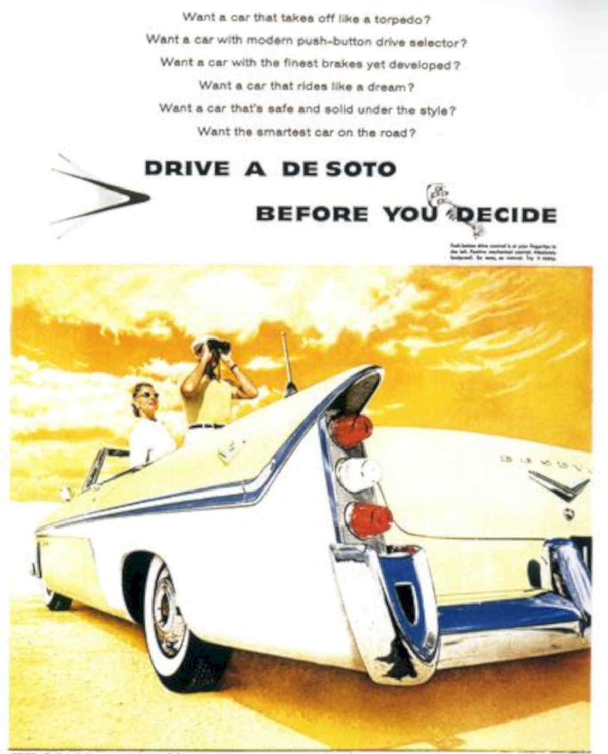Desoto Convertible Drive Vintage Retro Advert Poster A4 Photo Print