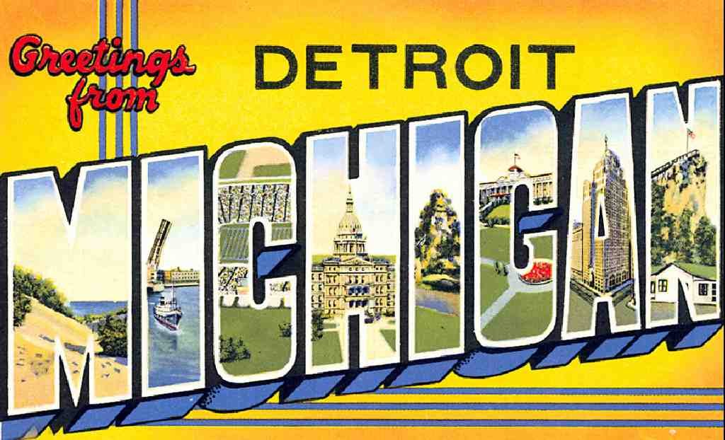 Detroit Luggage Label Vintage A4 Photo Print