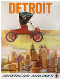 Detroit Skyline Auto Vintage Retro Advert Poster A4 Photo Print