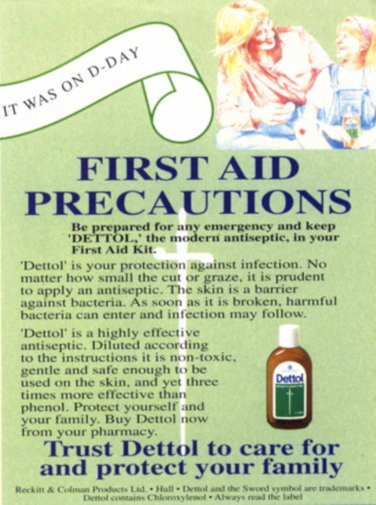 Dettol Family Firstaid 1970s Vintage Retro Advert