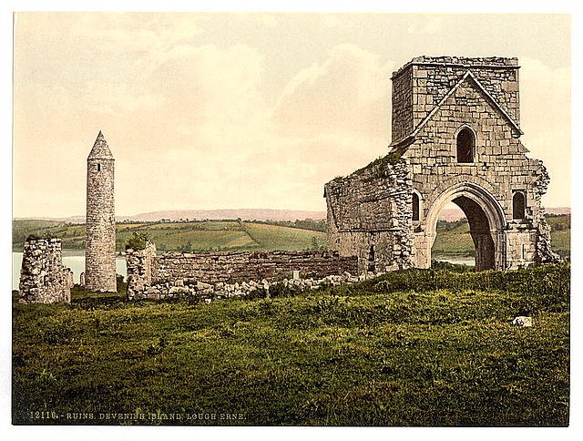 Devenish Island ruins Lough Erne County Fermanagh Vintage A4 Photo Print