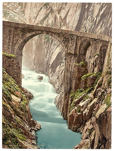 Devils Bridge Andermatt Vintage A4 Photo Print