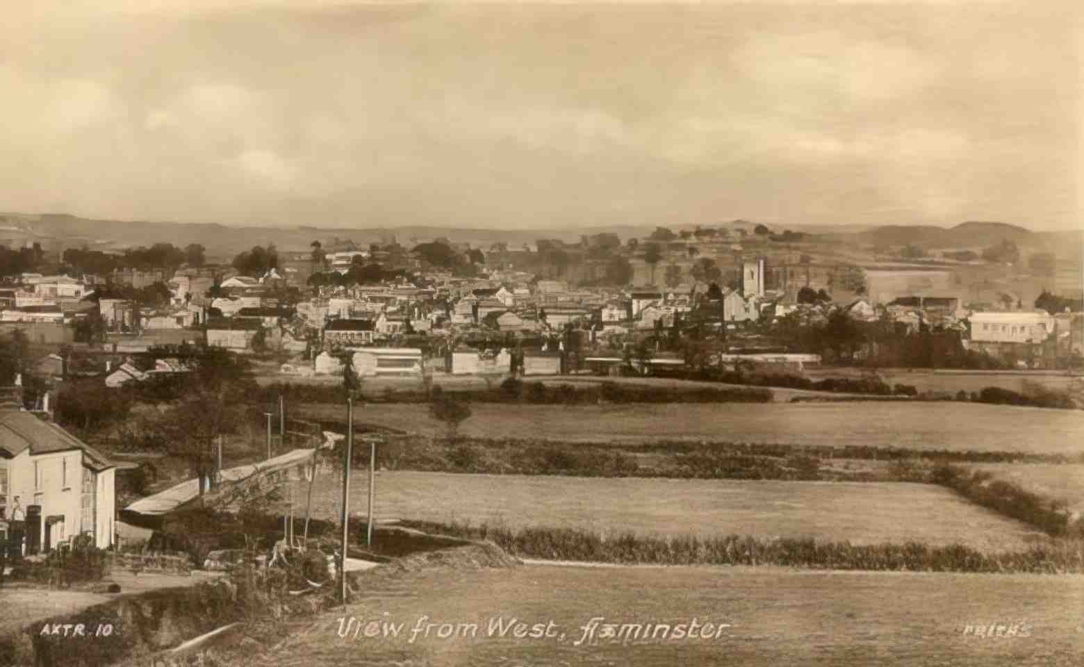 Devon Axminster view from the West Vintage A4 Photo Print