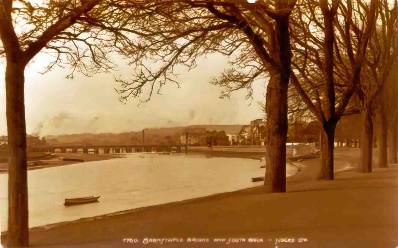 Devon Barnstaple Bridge and South Walk 1950 Vintage A4 Photo Print