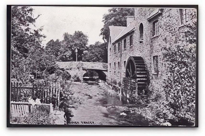 Devon Bovey Tracey Watermill & Bridge On River Bovey Vintage A4 Photo Print