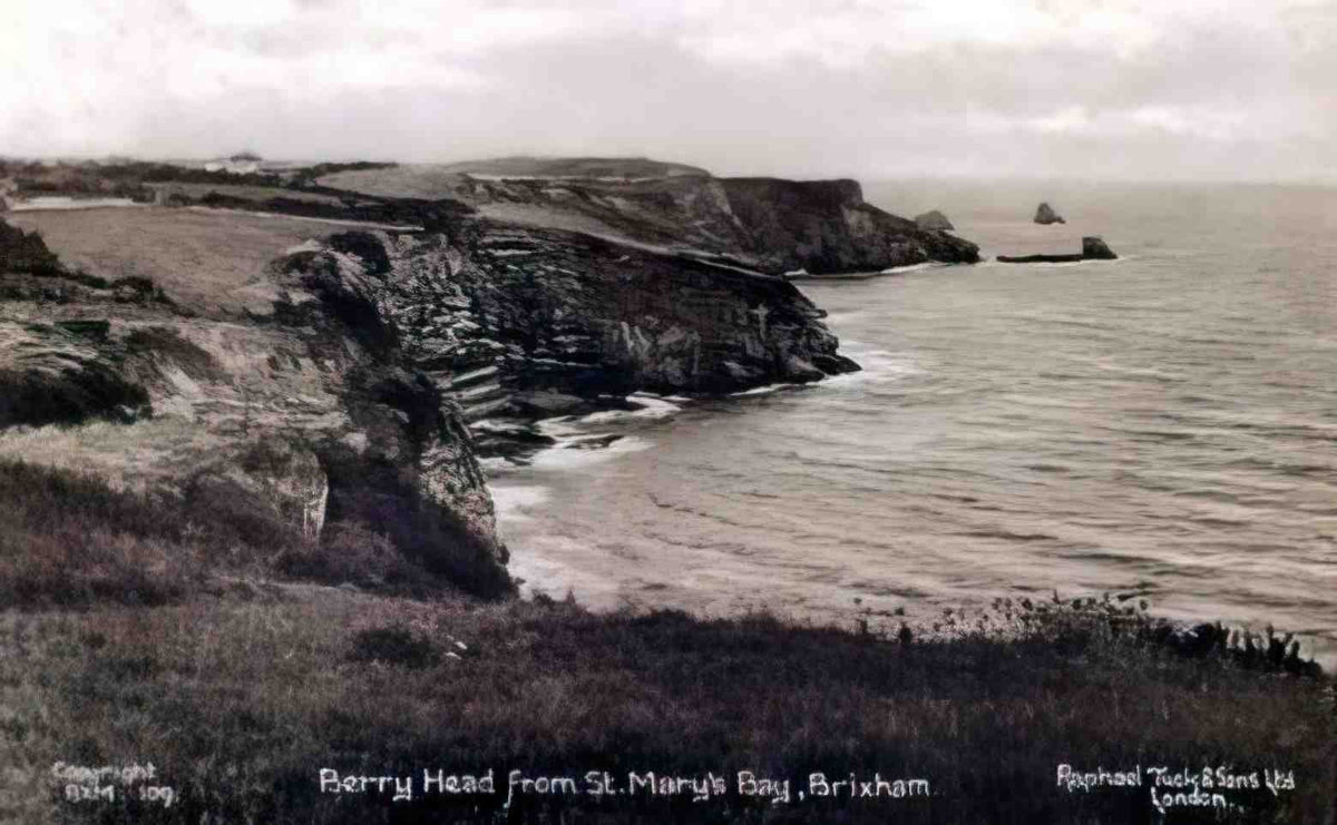 Devon Brixham Berry Head from St Marys Bay 1930s Vintage A4 Photo Print